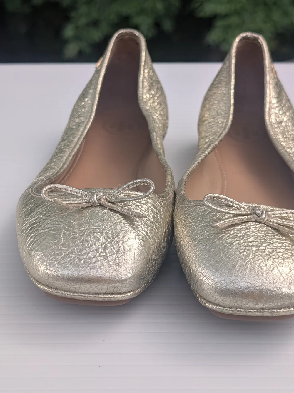 Tory Burch Laila Metallic Gold Bow Ballet Flats